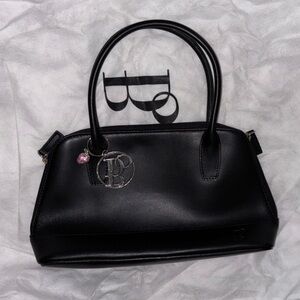 Bolzano Black Leather Bag NWOT handbag w charm